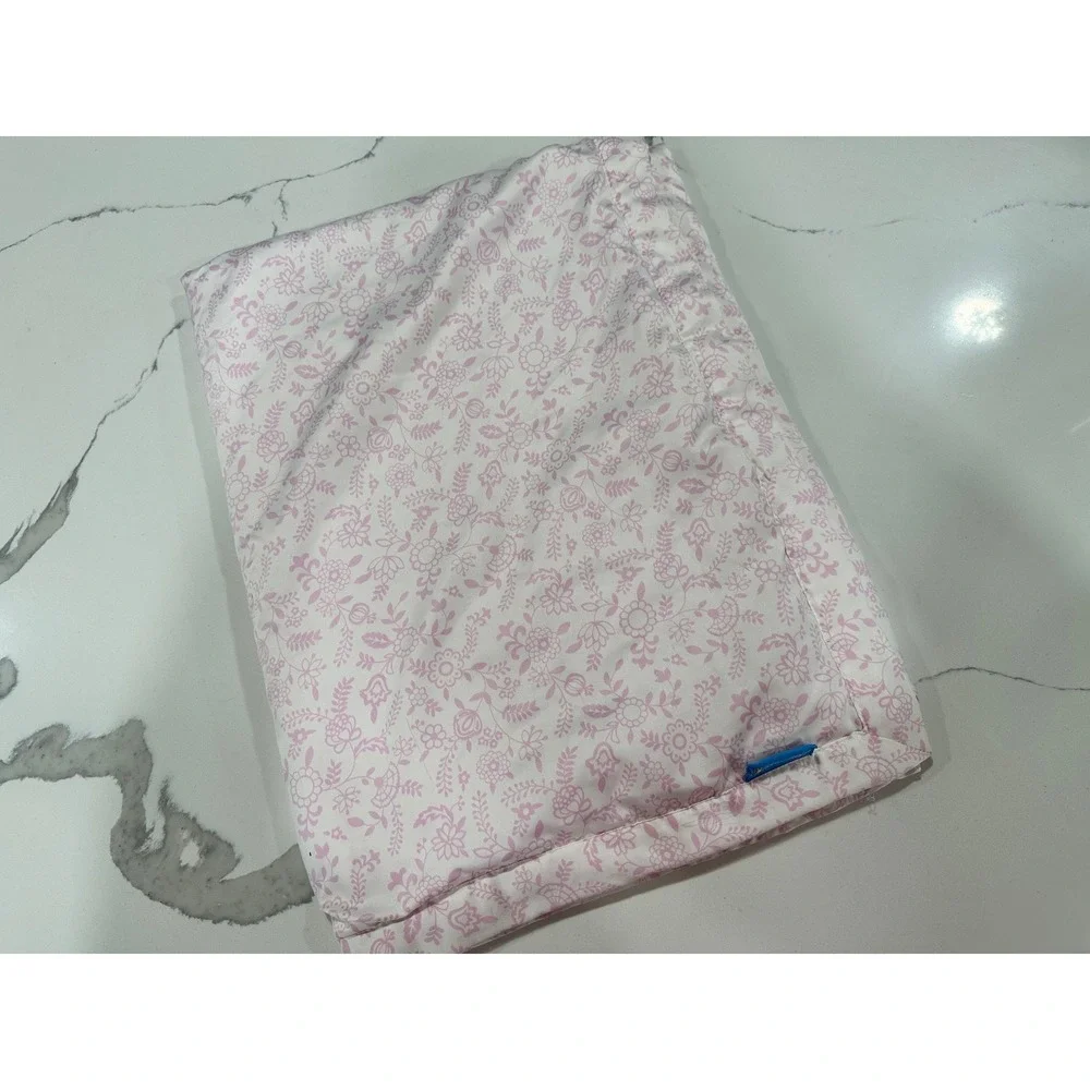 Tiddliwinks Baby Blanket Pink Floral White Plush Reversible Sherpa Fleece Trim